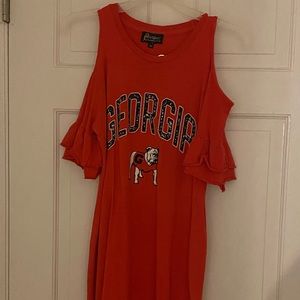 Georgia Bulldawgs cold shoulder tee shirt dress
